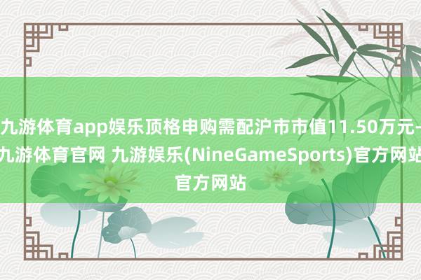 九游体育app娱乐顶格申购需配沪市市值11.50万元-九游体育官网 九游娱乐(NineGameSports)官方网站